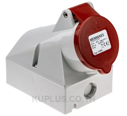 Mennekes IP44 Red Wall Mount 3P+E Right Angle Industrial Power Socket, Rated At 16A, 415 V