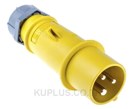 Mennekes AM-TOP Series, IP44 Yellow Cable Mount 2P+E Industrial Power Plug, Rated At 16A, 110 V