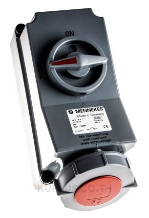 Mennekes Right Angle Switchable IP67 Interlocked Socket 3PN+E, Earthing Position 6h, 32A, 400V
