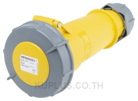 Mennekes AM-TOP Series, IP67 Yellow Cable Mount 3P Industrial Power Socket, Rated At 32A, 110V