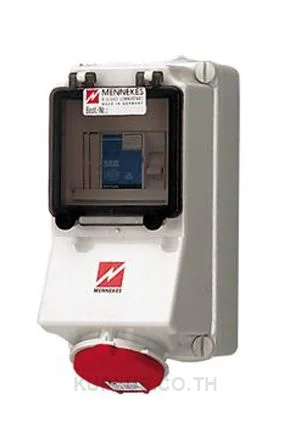 7313, เต้ารับอุตสาหกรรม แบบติดผนัง Mennekes 32A 5P 400V IP44 สีแดง