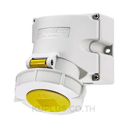 9350, เต้ารับอุตสาหกรรม แบบติดผนัง Mennekes 32A 3P 110V IP67 สีเหลือง