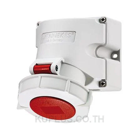 9570, เต้ารับอุตสาหกรรม แบบติดผนัง Mennekes 32A 5P 400V IP67 สีแดง
