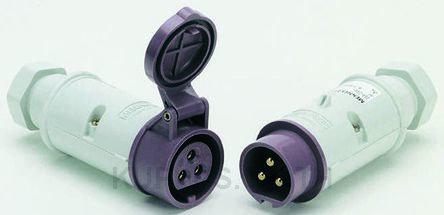 Mennekes IP44 Purple Cable Mount 2P Industrial Power Socket, Rated At 16A, 20   25V