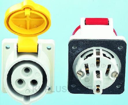 Mennekes IP44 Red Panel Mount 4P Industrial Power Socket, Rated At 16A, 400V