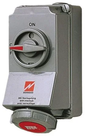 Mennekes Right Angle Switchable IP67 Interlocked Socket 3PN+E, Earthing Position 6h, 16A, 400V