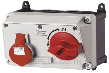 Mennekes Right Angle Switchable IP44 Interlocked Socket 3P+E, Earthing Position 6h, 16A, 400 V