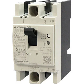 Mitsubishi Earth Leakage Circuit Breaker (ELCB) NV30-FA, 2P, 10A, 100-200V, 30 mA sensitivity