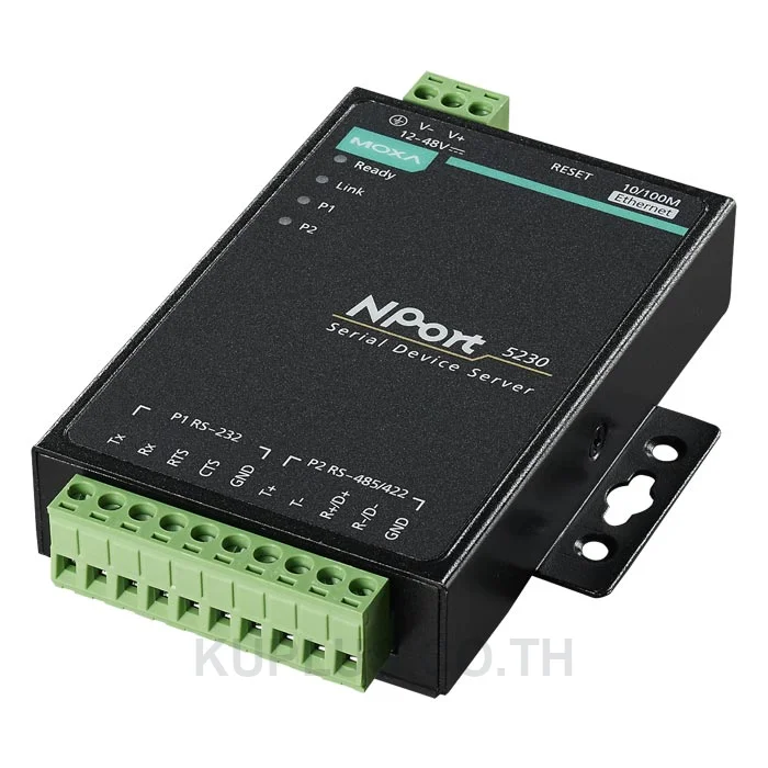 เซอร์เวอร์แปลงพอร์ตซีเรียลเป็นอีเทอร์เน็ต (Serial Device Server) MOXA NPort 5230A 2 พอร์ต RS-422/485 อุณหภูมิ 0 ถึง 60 °C