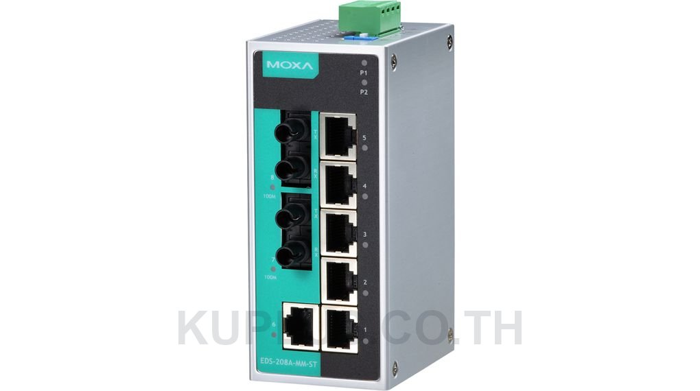 Unmanaged Ethernet switch with 6 10/100BaseT(X) ports, and 2 100BaseFX multi-mode ports with ST connectors, -10?to?60Â°C operating?temperature