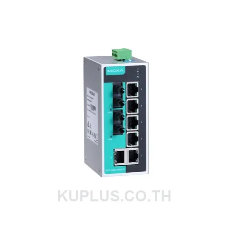 อีเทอร์เน็ตสวิตช์อุตสาหกรรม MOXA EDS-208A-MM-ST-T Unmanaged RJ45 6 พอร์ต ไฟเบอร์ 2 พอร์ต (100BaseFX) อุณหภูมิ -40 ถึง 75 °C