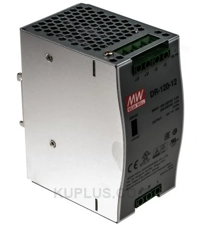 พาวเวอร์ซัพพลายเกาะราง (ติดรางปีกนก DIN) Mean Well DR-120-12 120 W เอาต์พุต 12 V 10 A