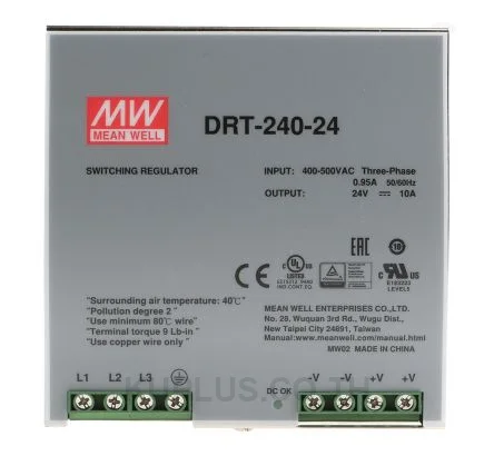 พาวเวอร์ซัพพลายเกาะราง (ติดรางปีกนก DIN) Mean Well DRT-240-24 240 W เอาต์พุต 24 V 10 A