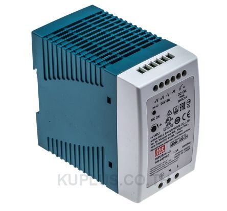 MDR-100-24, DIN Rail Power Supply, 86%, 24V, 4A, 96W, Adjustable