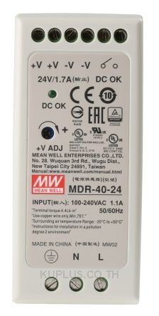 40W/1.7A DIN-Rail 24V VDC power supply with universal 85 to 264 VAC input: -20~70â„ƒ