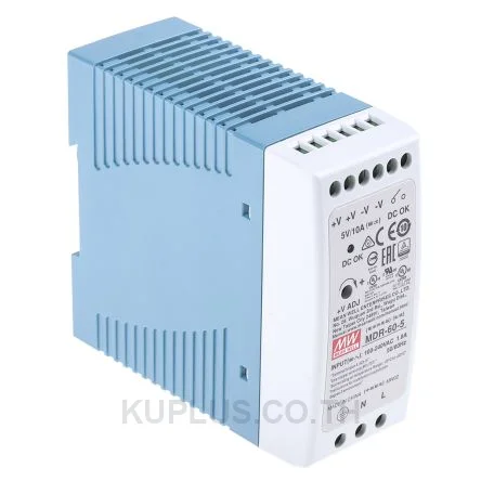 พาวเวอร์ซัพพลายเกาะราง (ติดรางปีกนก DIN) Mean Well MDR-60-5 50 W เอาต์พุต 5 V 10 A