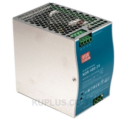 NDR-480-24, DIN Rail Power Supply, 93%, 24V, 20A, 480W, Adjustable