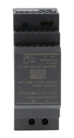 พาวเวอร์ซัพพลายเกาะราง (ติดรางปีกนก DIN) Mean Well HDR-30-24 36 W เอาต์พุต 24 V 1.5 A