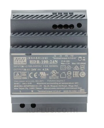 พาวเวอร์ซัพพลายเกาะราง (ติดรางปีกนก DIN) Mean Well HDR-100-24N 100.8 W เอาต์พุต 24 V 4.2 A