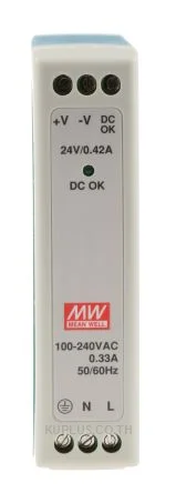 พาวเวอร์ซัพพลายเกาะราง (ติดรางปีกนก DIN) Mean Well MDR-10-24 10 W เอาต์พุต 24 V 420 mA
