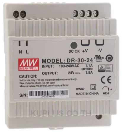 พาวเวอร์ซัพพลายเกาะราง (ติดรางปีกนก DIN) Mean Well DR-30-24 30 W เอาต์พุต 24 V