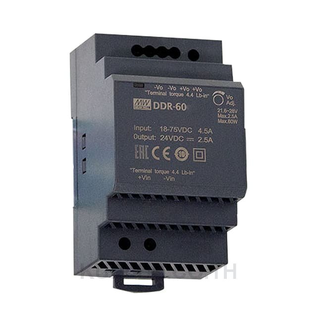 DDR-60G-24, DIN Rail Type DC-DC Converter, 91%, 24V, 2.5A, 60W, Adjustable