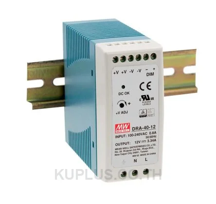พาวเวอร์ซัพพลายเกาะราง (ติดรางปีกนก DIN) Mean Well DRA-40-12 40.08 W เอาต์พุต 12 V 3.34 A
