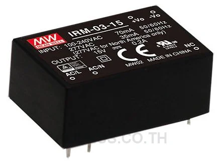 พาวเวอร์ซัพพลายติดลอย (แชสซี/โอเพนเฟรม) Mean Well IRM-03-15 3 W เอาต์พุต 15 V 200 mA
