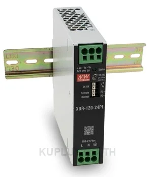 Mean Well XDR-120-48PI 120W AC/DC High-End Ultra Slim Industrial DIN Rail Power Supply, 48V Output, Push-in Terminal