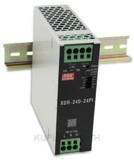 พาวเวอร์ซัพพลายเกาะราง (ติดรางปีกนก DIN) แบบบางพิเศษ (Ultra Slim) Mean Well XDR-240-48PI 240 วัตต์ เอาต์พุต 48 VDC (ขั้วต่อแบบ Push-in)