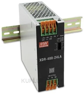 พาวเวอร์ซัพพลายเกาะราง (ติดรางปีกนก DIN) แบบบางพิเศษ (Ultra Slim) Mean Well XDR-480-48LA 480 วัตต์ เอาต์พุต 48 VDC (ขั้วต่อแบบ Lever (ไม่ต้องใช้เครื่องมือ))