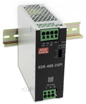 พาวเวอร์ซัพพลายเกาะราง (ติดรางปีกนก DIN) แบบบางพิเศษ (Ultra Slim) Mean Well XDR-480-24PI 480 วัตต์ เอาต์พุต 24 VDC (ขั้วต่อแบบ Push-in)
