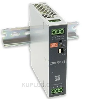 พาวเวอร์ซัพพลายเกาะราง (ติดรางปีกนก DIN) แบบบางพิเศษ (Ultra Slim) Mean Well XDR-75E-48 75 วัตต์ เอาต์พุต 48 VDC (ขั้วต่อแบบสกรู (Screw))