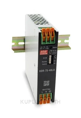 พาวเวอร์ซัพพลายเกาะราง (ติดรางปีกนก DIN) แบบบางพิเศษ (Ultra Slim) Mean Well XDR-75-48LA 75 วัตต์ เอาต์พุต 48 VDC (ขั้วต่อแบบ Lever (ไม่ต้องใช้เครื่องมือ))