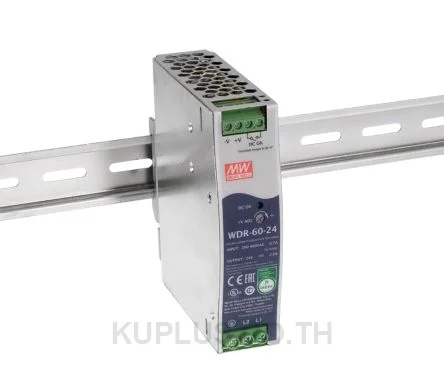 พาวเวอร์ซัพพลายเกาะราง (ติดรางปีกนก DIN) Mean Well WDR-60-5 50 W เอาต์พุต 5 V 10 A