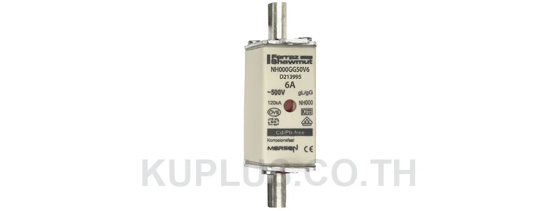 D213995-NH000GG50V6 ฟิวส์ NH (NH Fuse-Link) Mersen gG 500VAC ไซซ์ 000 6A แบบ double indicator