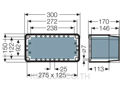 Mi 0101, ตู้พลาสติกไฟฟ้าฝาทึบ 150x300x170 mm IP 65