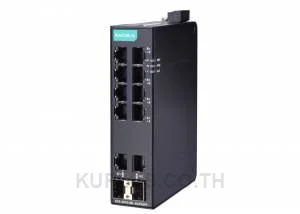 MOXA EDS-2010-ML-2GTXSFP-T, Unmanaged Gigabit Ethernet switch with 8 10/100BaseT(X) ports, 2 10/100/1000BaseT(X) or 100/1000BaseSFP ports, and -40 to 75°C operating temperature