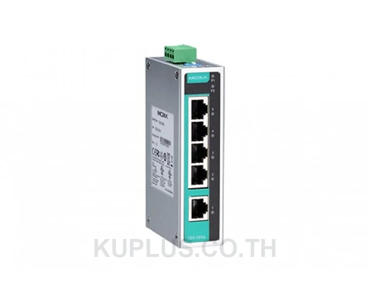 อีเทอร์เน็ตสวิตช์อุตสาหกรรม MOXA EDS-205A Unmanaged RJ45 5 พอร์ต อุณหภูมิ -10 ถึง 60 °C