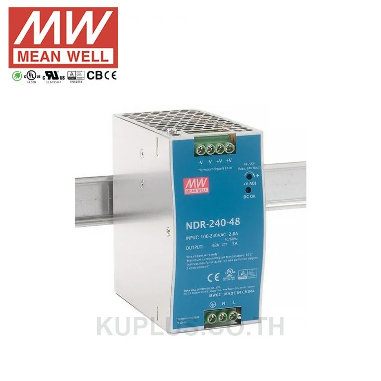NDR-240-48 | MEAN WELL เพาเวอร์ซัพพลาย แบบยึดราง  ไฟ 48V กระแส 5A กำลัง 240W