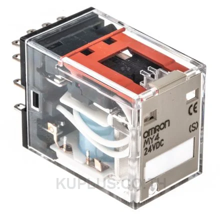 Relay, Standard type, Single, Plug-in terminal, 24 VDC 3 A (Resistive load), 220 VAC 3 A (Resistive load), Output 4PDT (3 A 24 V)