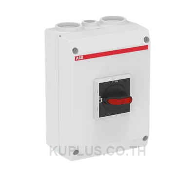 OTP63B3M, สวิตช์ตัดตอน (Switch Disconnector) พร้อมกล่องพลาสติก ABB ซีรีส์ OTP 3 โพล 80A (690VAC AC-22A) / 75A (415VAC AC-23A) IP65