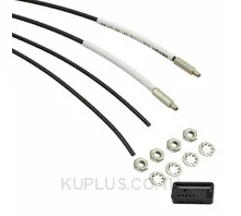Fiber optic sensor, through-beam, M4 head with lens, long distance, standard R25 fiber, 2m cable