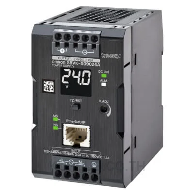 Case model, Coationg, Input: 100 to 240 VAC, Power rating 90 W, Output: 24 VDC, Terminal blocks (Push-In Plus Terminal Block), Communications: Yes (EtherNet/IP, Modbus TCP), Total run time monitor output, Parallel operation, Harmonic current emissions