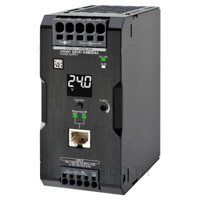 Case model, Coationg, Input: 100 to 240 VAC, Power rating 480 W, Output: 24 VDC, Terminal blocks (Push-In Plus Terminal Block), Communications: Yes (EtherNet/IP, Modbus TCP), Total run time monitor output, Parallel operation, Harmonic current emissions