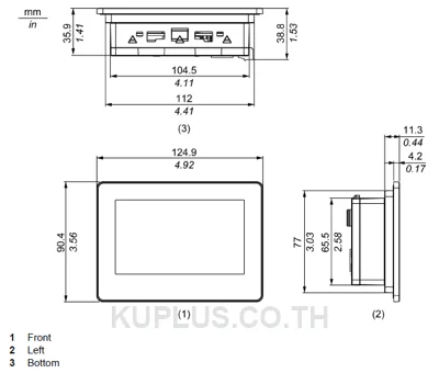 PFXGP4115T3D ; Display type. TFT Color LCD ; Display size. 4.3" Wide ; Resolution. 480 x 272 pixels ; Effective display area. W95 x H53.9 mm [W3.74 x H2.12 in.].