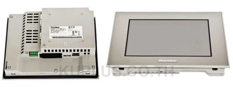 หน้าจอทัชสกรีน ขนาด 7.5-inch TFT, 65,536 colors, VGA 640 x 480 pixels, Analog Touch Panel, Ethernet I/F, COM I/F x 2, USB A/mini-B I/F x 1 each, SD Card I/F, DC24V