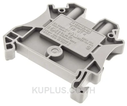 Phoenix Contact UT 4 เทอร์มินัลบล็อกแบบฟีดทรู (3044102) ขนาดสาย 4 mm² กระแส 32 A (with 4 mm² conductor cross-section) แรงดัน 1000 V ต่อแบบสกรู สีเทา
