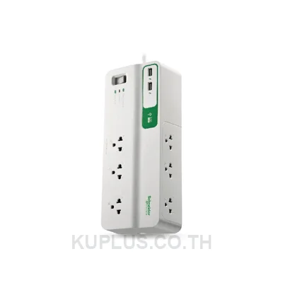 APC อุปกรณ์รางปลั๊กกันไฟกระชาก รุ่น PMS63U-TH Performance SurgeArrest 6 Outlet 3 Meter Cord with 5V, 2.4A 2 Port USB Charger 230V (เต้าเสียบ 6 ช่อง สายไฟยาว 3 เมตร USB 2 พอร์ต)