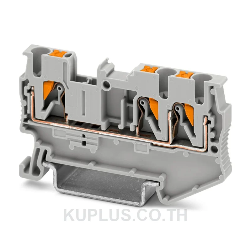 Phoenix Contact PT 2,5-TWIN เทอร์มินัลบล็อกแบบฟีดทรู (3209549) ขนาดสาย 2.5 mm² กระแส 24 A แรงดัน 800 V ต่อแบบ Push-in สีเทา